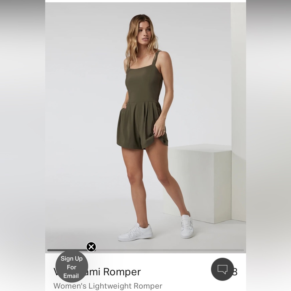 Vuori villa cami romper, size small, dark oregano